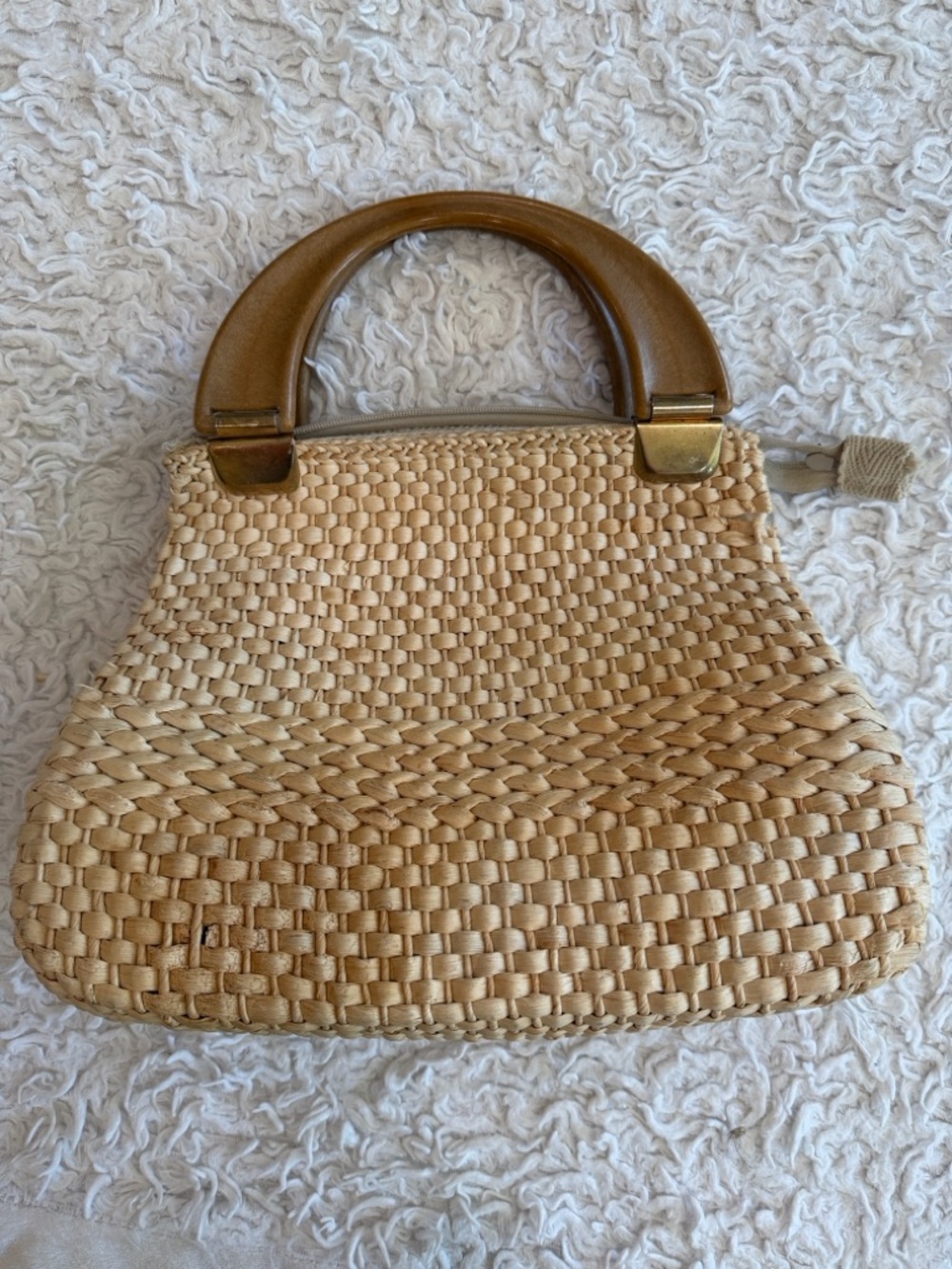 Vintage 70s Woven Straw Handbag Made in Italy